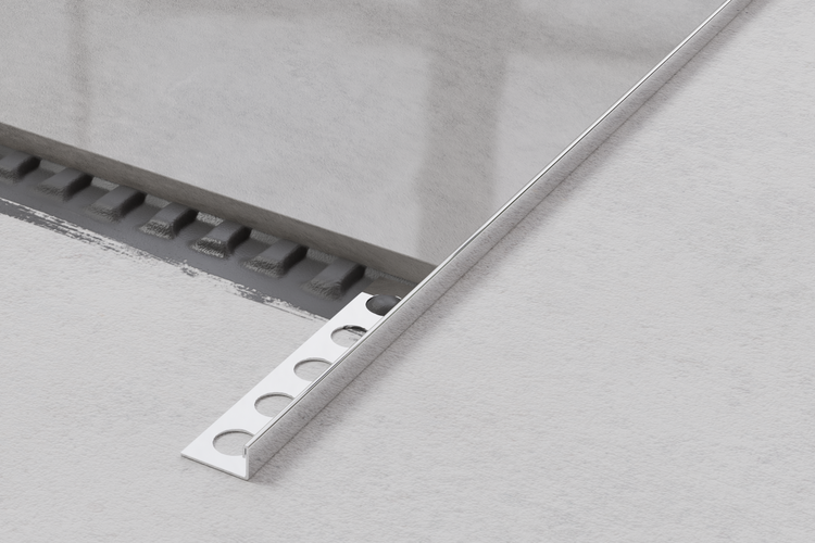 Edelstahl J Eckprofil für Fliesen 0.8cm x 244cm - Glänzendes Silber