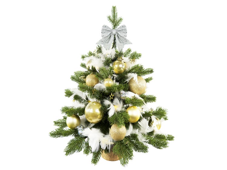 Dekorierter künstlicher Weihnachtsbaum NEGATIVE CHRISTMAS II 60 cm grün mit LED-Licht im Topf