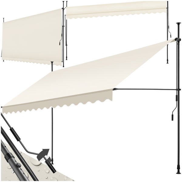 Klemmmarkise tectake  einfache Montage mit Handkurbel beige