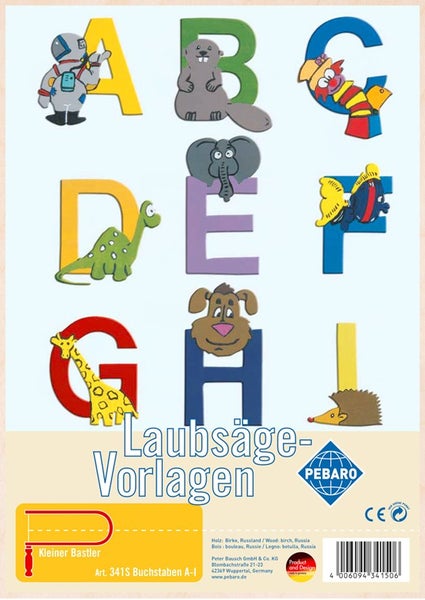 PEBARO 341S - Laubsägevorlage Buchstaben A - I, 1 Platte, Größe DIN A4