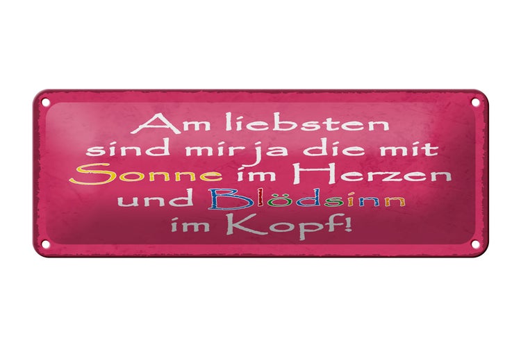 Blechschild Spruch 27x10 cm am liebsten sind die mit Sonne Dekoration