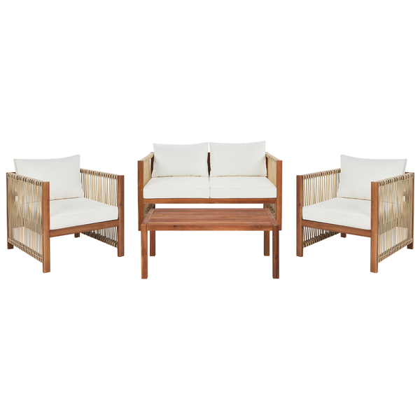 Lounge Set mit Tisch 4-Sitzer ANTRIA Akazienholz Beige