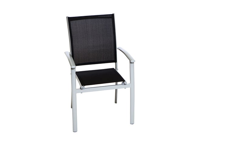 Milano Gartensessel, stapelbar, silber/schwarz, 2er Set