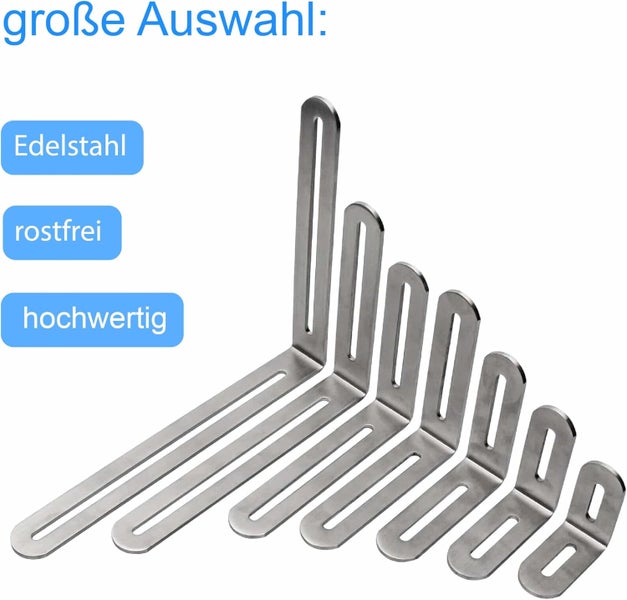 Edelstahlwinkel in verschiedenen Größen mit Langlöchern