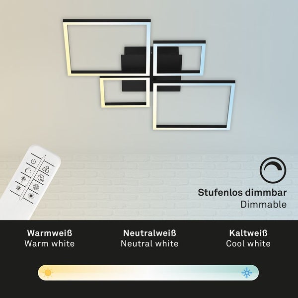 LED Deckenleuchte Fernbedienung CCT schwarz 40W dimmbar Metall Briloner