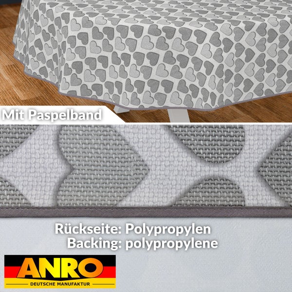 Tischdecke mit Herzmuster und Paspelband