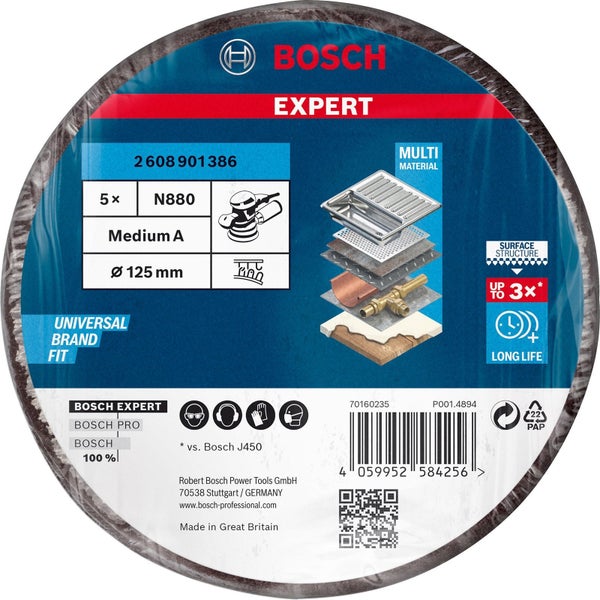 Bosch Expert Schleifscheibe, Körnung mittel, Durchmesser 125 mm, 5 Stück