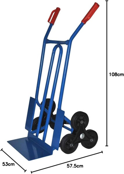 Treppensackkarre Trestles S01HS Stahl | Treppensteiger mit Sternrädern & 250 kg Tragkraft | Blau | Profi-Transportkarre Made in EU