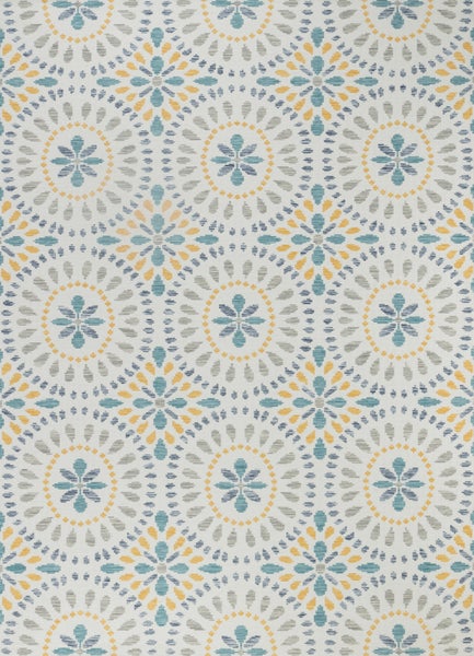 In-/Outdoor Boho-Teppich Blau/Senfgelb 200x275 cm DHENA