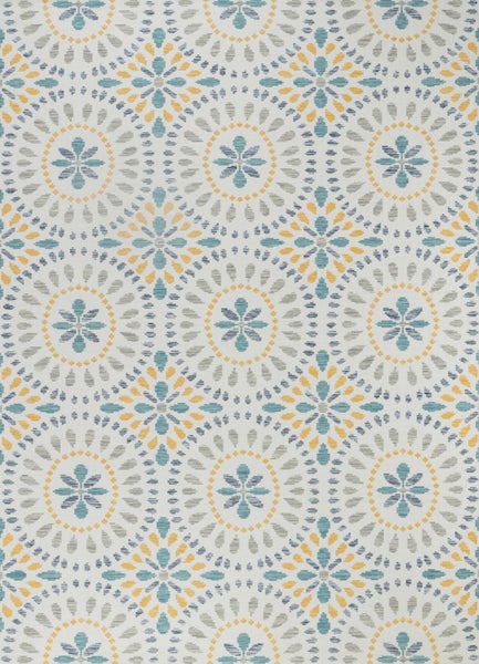 In-/Outdoor Boho-Teppich Blau/Senfgelb 160x213 cm DHENA