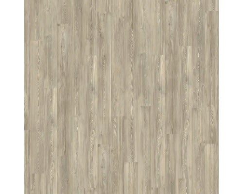 Bodenbelag in Holzoptik mit sichtbarer Maserung und Astlöchern.