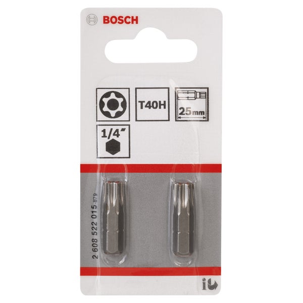 Bosch 2x Security-Torx-Schrauberbit Extra-Hart, T40H, 25 mm - 2608522015
