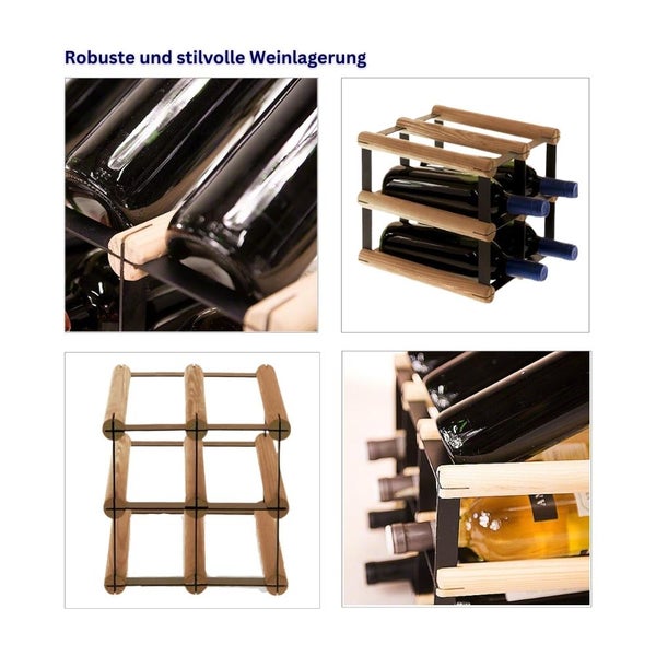 PROREGAL Modulares Weinregal Vinotega Mod Metal HxBxT 22,5 x 22,5 x 24,5 cm 2 x 2 Flaschen Massives Kiefernholz Braun Geölt