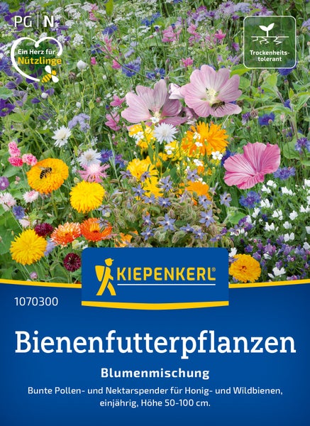 Kiepenkerl Blumenmischung Bienenfutterpflanzen für Honig- und Wildbienen, einjährige Saatgutmischung, Wuchshöhe 50 bis 100 Zentimeter.