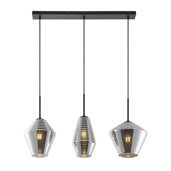 Lindby Pendelleuchte Ekkis (Retro, Vintage Antik) in Alu aus Glas (3 flammig E27) - Hängelampe Esstischlampe Hängeleuchte Wohnzimmerleuchte