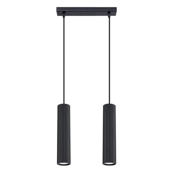 Doppelte Pendelleuchte mit zylindrischen Lampenschirmen