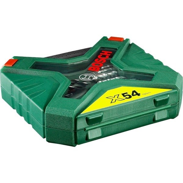 Bosch X54 Universal-Bohrer-Set in einem grünen Kunststoffkoffer