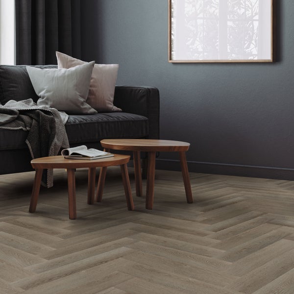 ML-Design Deluxe PVC Bodenbelag, Click Vinyl-Dielen Vinylboden, 61cmx12,8cmx4,2mm, Dicke 4,2mm, 3,12m²/40 Dielen, Fischgrät Eiche dunkel, Braun, Holzoptik, rutschfest, wasserfest, Belastungsklasse 34