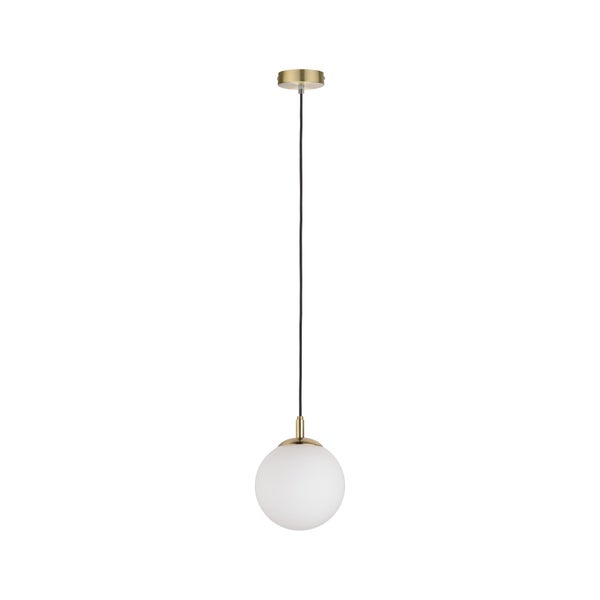 Neordic Pendelleuchte Menja E27 max. 20W Weiß, Messing gebürstet dimmbar Glas, Metall