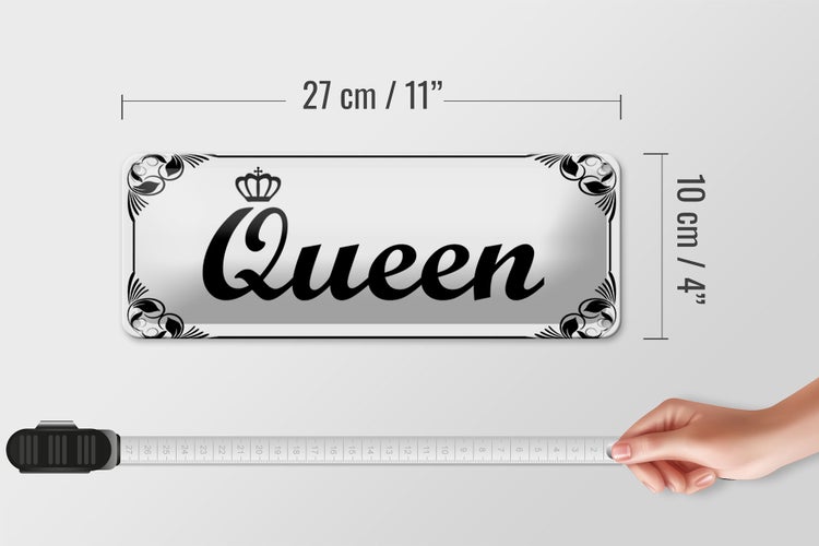 Blechschild Spruch 27x10cm Queen mit Krone Dekoration