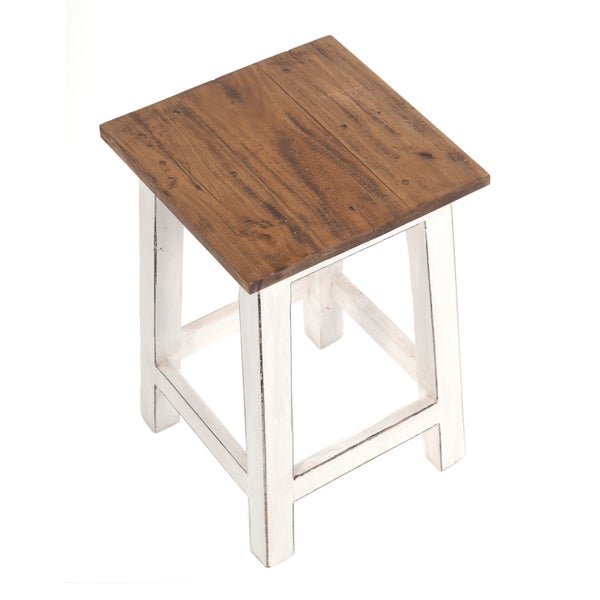 Hocker MADERO<br /> Recyclingholz 06 weiß-landhaus