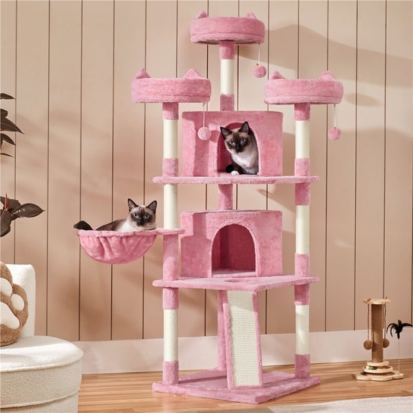 Mehrstöckiger Katzenkratzbaum mit Liegeflächen, Höhlen und Sisalstämmen für Krallenpflege und Spiel