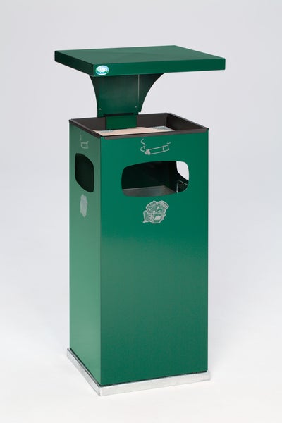 PROREGAL Kombiascher Mit Verstärktem Schutzdach 38 Liter HxBxT 91 x 39,5 x 39,5 cm Verzinkter Stahl Grün