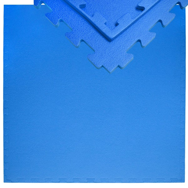 12mm Trainingsmatte mit Rand - 90x90cm Bodenschutz-Matte Blau