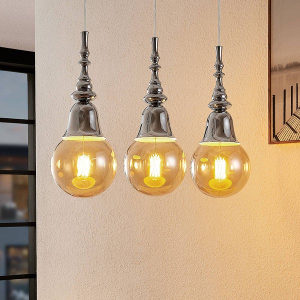 Lucande Pendelleuchte Gesja (Modern) in Chrom aus Metall (3 flammig, E27) - Deckenlampe Esstischlampe Hängelampe Hängeleuchte Wohnzimmerleuchte