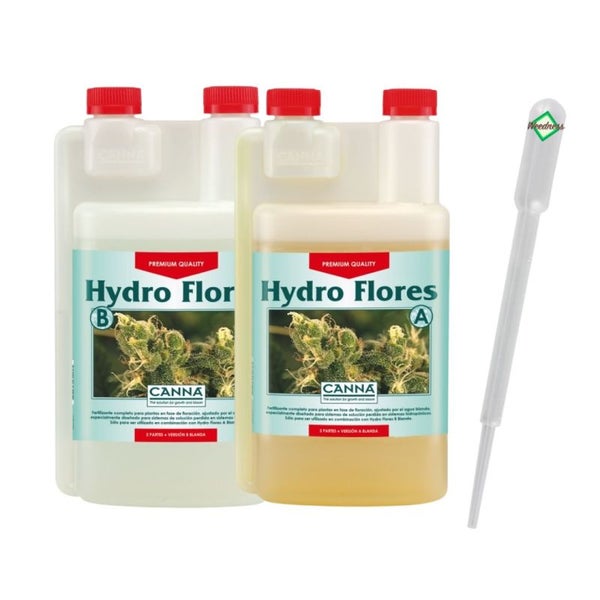 Canna Hydro Flores A&B 1 Liter – 2x1L Blütedünger für Hydrokultur – Optimale Nährstoffversorgung während der Blütephase – Hochkonzentrierter Zwei-Komponenten-Dünger – Präzise Dosierung mit Pipette