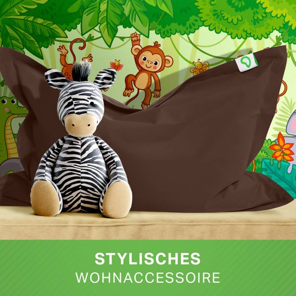 Green Bean Kinder-Sitzsack 70x100cm & 70 Liter EPS-Perlen Füllung - Indoor & Outdoor - Bean Bag Sitzkissen Bodenkissen Sessel Riesensitzsack Liegekissen für Jungen & Mädchen Dunkelbraun