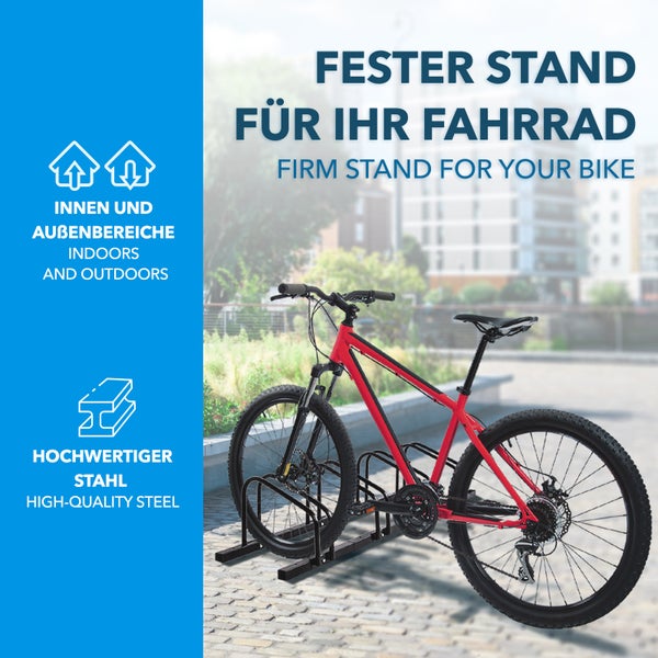 FLOORDIREKT Fahrradständer Linus - Boden- oder Wandmontage möglich - Schwarz - 2 Fahrräder