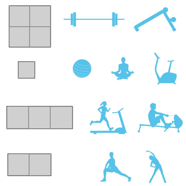 1,6qm Fitnessmatte - 2er Set 90x90x2,5cm Bodenschutzmatte Beige Braun