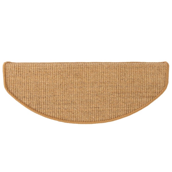 FLOORDIREKT Premium Sisal-Stufenmatte - Umkettelt & Selbstklebend - Halbrund - Kork - 23,5 x 65 cm