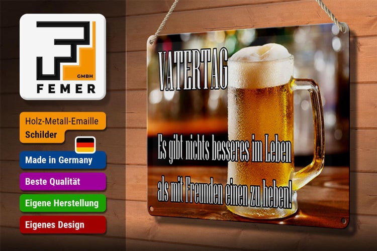 Blechschild Spruch 20x30cm Vatertag nichts besseres Bier