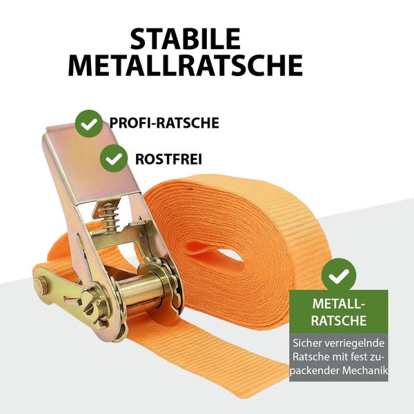 Spanngurt mit Metallratsche, rostfrei und stabil