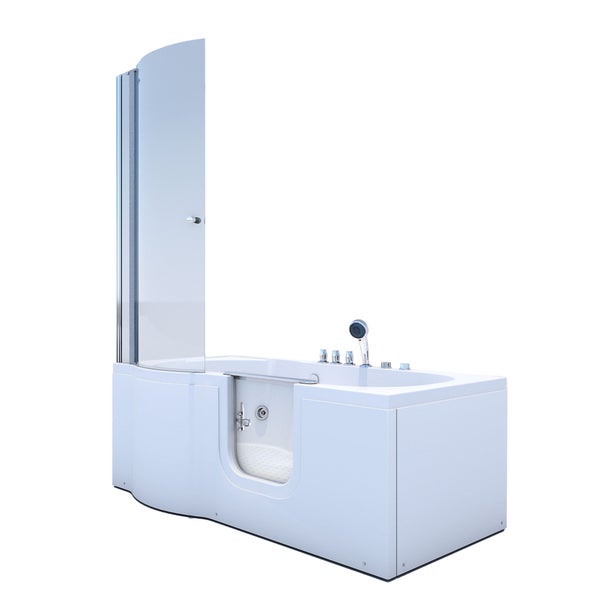 Installationsschema eines Badezimmers mit Badewanne, Duschwand und den Maßen 23 cm, 38 cm, 40 cm, 85 cm und 105 cm.