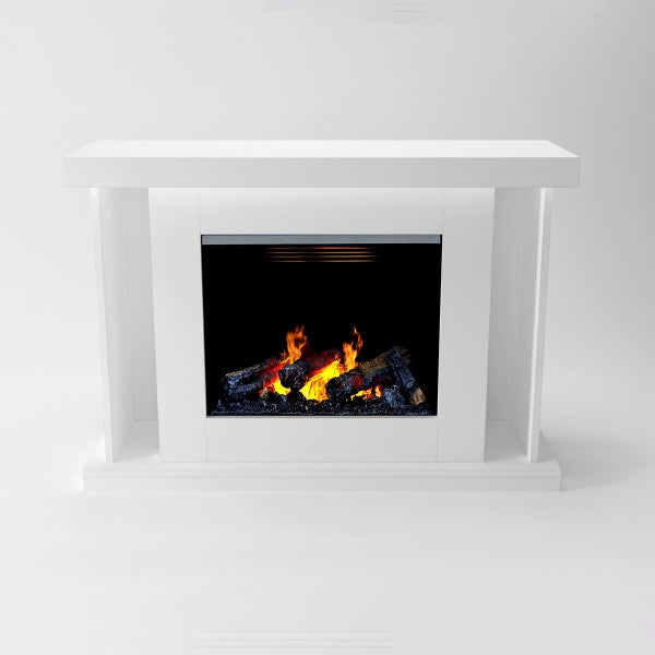 GLOW FIRE Elektrokamin 'Ares Opti Myst' | Wasserdampf Kamin mit Heizung inkl. Holz in weiß als Standkamin| HxBxT: 106x131x38 cm