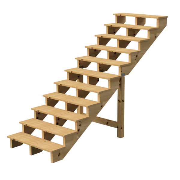 Außentreppe, Gartentreppe, Terrassentreppe  Holz Höhe 190cm 11 Stufen, Breite 160cm, OHNE Setzstufen