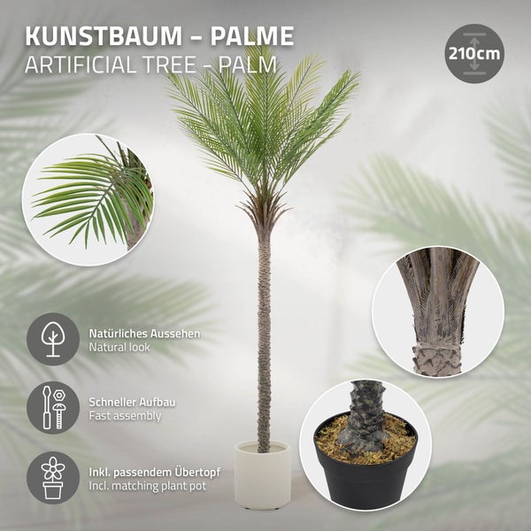 Künstliche Palme im Topf, 210 cm hoch