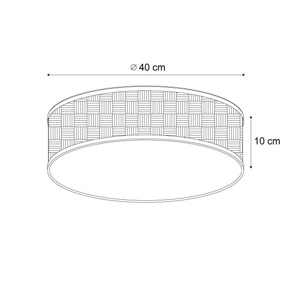 Technische Zeichnung einer Deckenleuchte mit den Maßen 40 mal 10 Zentimeter