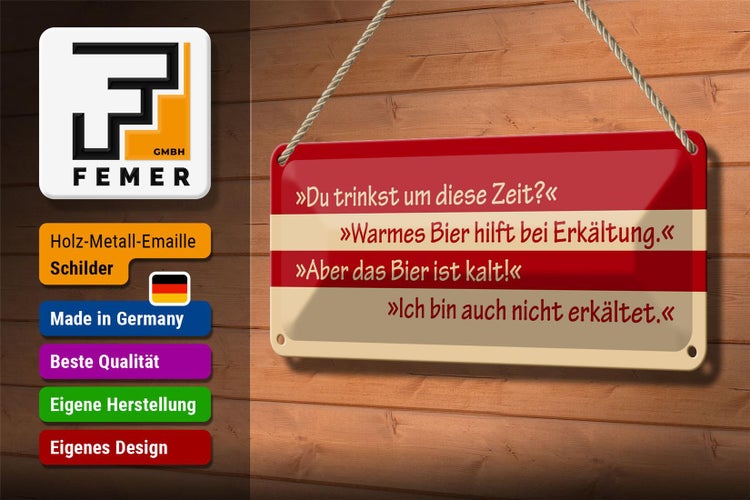 Blechschild Spruch 27x10cm Du trinkst um diese Zeit Dekoration