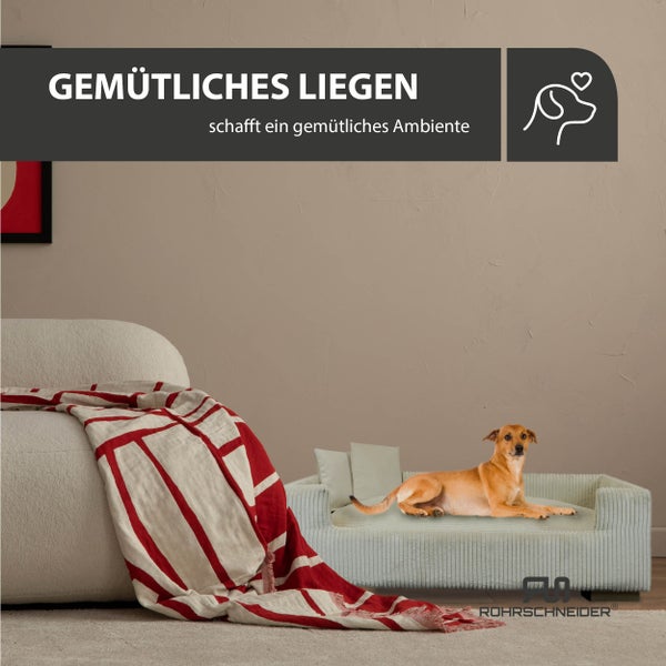 Rohrschneider Hundesofa gepolstert Cord breit beige