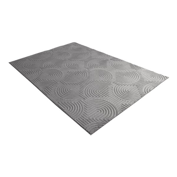 Rechteckiger Teppich mit geometrischem Bogenmuster in Weboptik