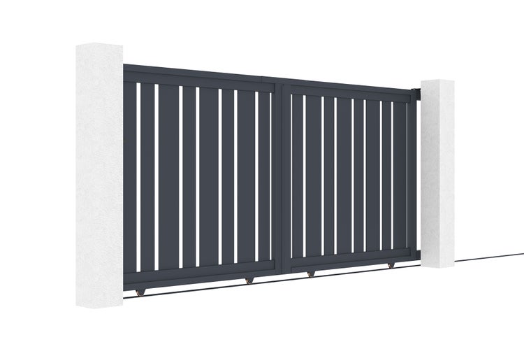 Schiebetor 3x1,4m VEYMONT + Tor 1m VEYMONT H.1,4m grau
