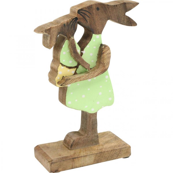 Dekorative Holzfigur, Hasenmutter mit Kind