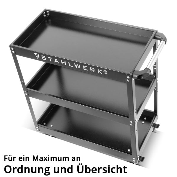 Stahlwerk Werkzeugwagen mit drei Ablageflächen und Griff