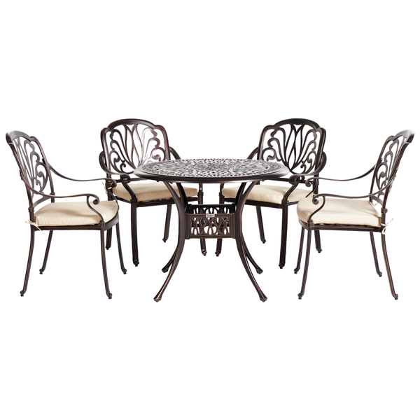 Gartengarnitur mit Tisch und vier Stühlen