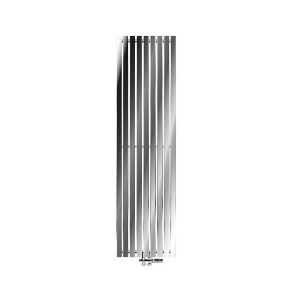 ECD Germany Design Paneelheizkörper Stella 480 x 1800 mm Chrom Mittelanschluss mit Anschlussgarnitur inkl. Thermostat Durchgang Boden - Flach Einlagig Vertikal - Heizkörper Badheizkörper Heizung