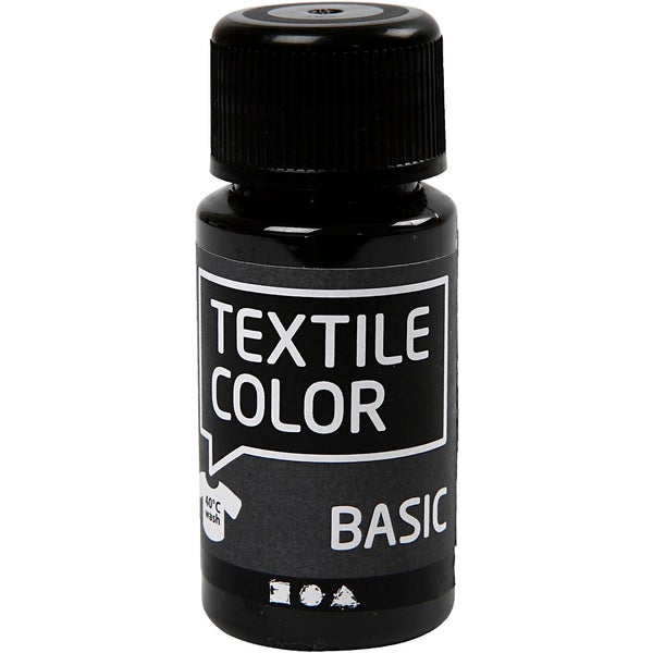 Creativ Company  Textilfarbe, Schwarz, 50 ml, 1 Fläschchen